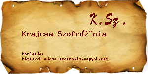 Krajcsa Szofrónia névjegykártya